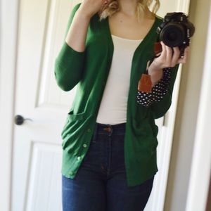 NY&Co Kelly Green 3/4 Quarter Sleeve Cardigan